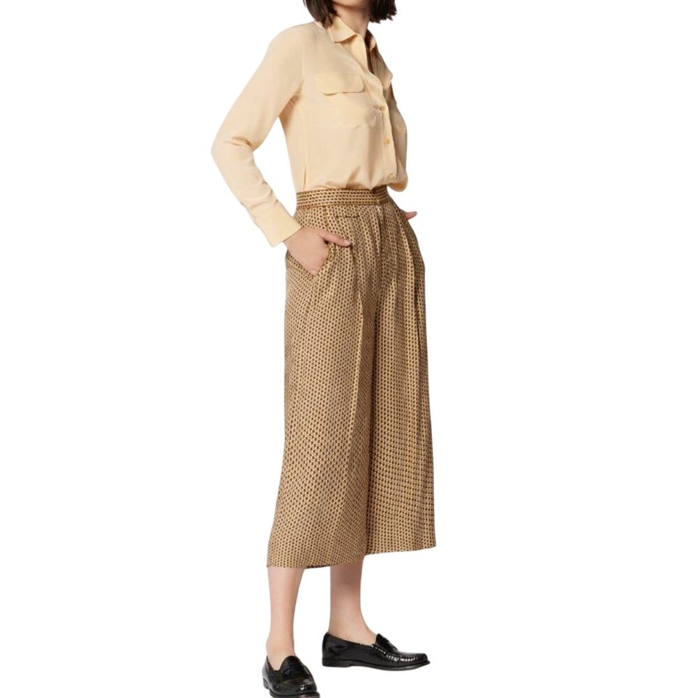 EQUIPMENT ALLETTE SILK TROUSER IN BUFF MULTI, Size 0, New with Tag MSRP $350